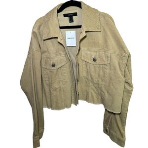 Beige Corduroy Cropped Jacket